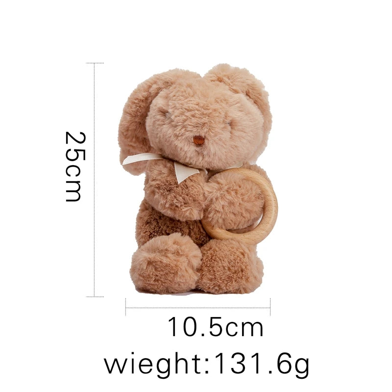 Discover our Bubebaby Babylove CE-certified rabbit plush toy with a soft cotton exterior and PP cotton filling. Suitable from birth, this adorable stuffed rabbit features a wooden ring, making it a perfect cuddly companion for little ones