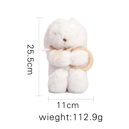 Discover our Bubebaby Babylove CE-certified rabbit plush toy with a soft cotton exterior and PP cotton filling. Suitable from birth, this adorable stuffed rabbit features a wooden ring, making it a perfect cuddly companion for little ones