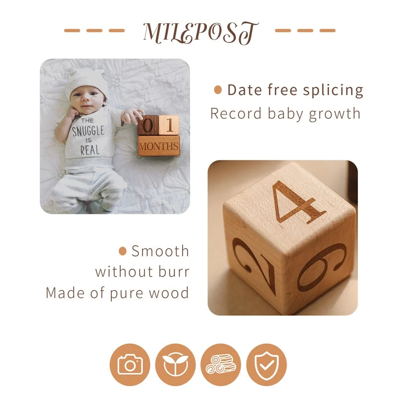 Capture your baby’s growth with these Montessori Nordic Wooden Baby Milestone Blocks. Made from high-quality, non-toxic wood, they are perfect for commemorating age milestones. Ideal as baby photography props or a baby shower gift. Available in 3 or 6-piece sets with a free cloth bag and gift box