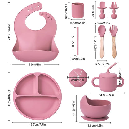 BabyLove Silicone Feeding Set at BubeBaby, perfect for babies aged 3-6 years. This 10-piece set includes solid-patterned storage boxes  made from high-quality, latex-free, nitrosamine-free, phthalate-free, BPA-free, and PVC-free silicone. Safe, durable, and ideal for food storage