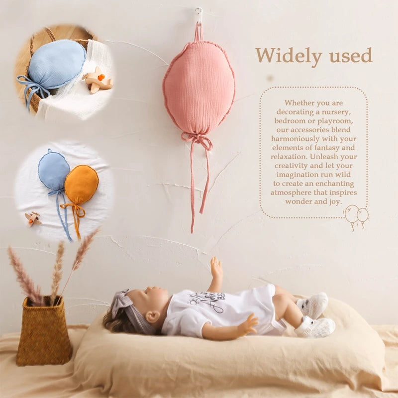 Add a touch of charm to your nursery with our Wall Hung Decorative Balloon Pillow. Perfect for all ages, this unisex pillow adds a whimsical touch to any room. Ideal for newborns, toddlers, and young children, it's a delightful and versatile décor piece for your baby’s space only at BubeBaby