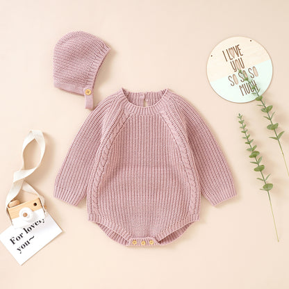 Discover our BabyLove versatile baby romper from Bubebaby, featuring an O-neck collar and solid pattern. Made from a blend of cotton and polyester, it’s perfect for ages 0-24 months. Includes a matching bonnet. Ideal for spring, autumn, and winter. Available in various sizes with a covered button closure