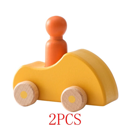 American Montessori International Wooden car toy, ideal for imaginative play and motor skill development at BubeBaby