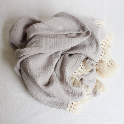 BubeBaby's Nursery Muslin Throw, crafted from soft cotton and perfect for babies aged 0-24 months. Available in sizes 80x65cm and 100x120cm, this unisex throw features a solid pattern ideal for spring and autumn. Shop now for a versatile and cozy addition to your baby's nursery