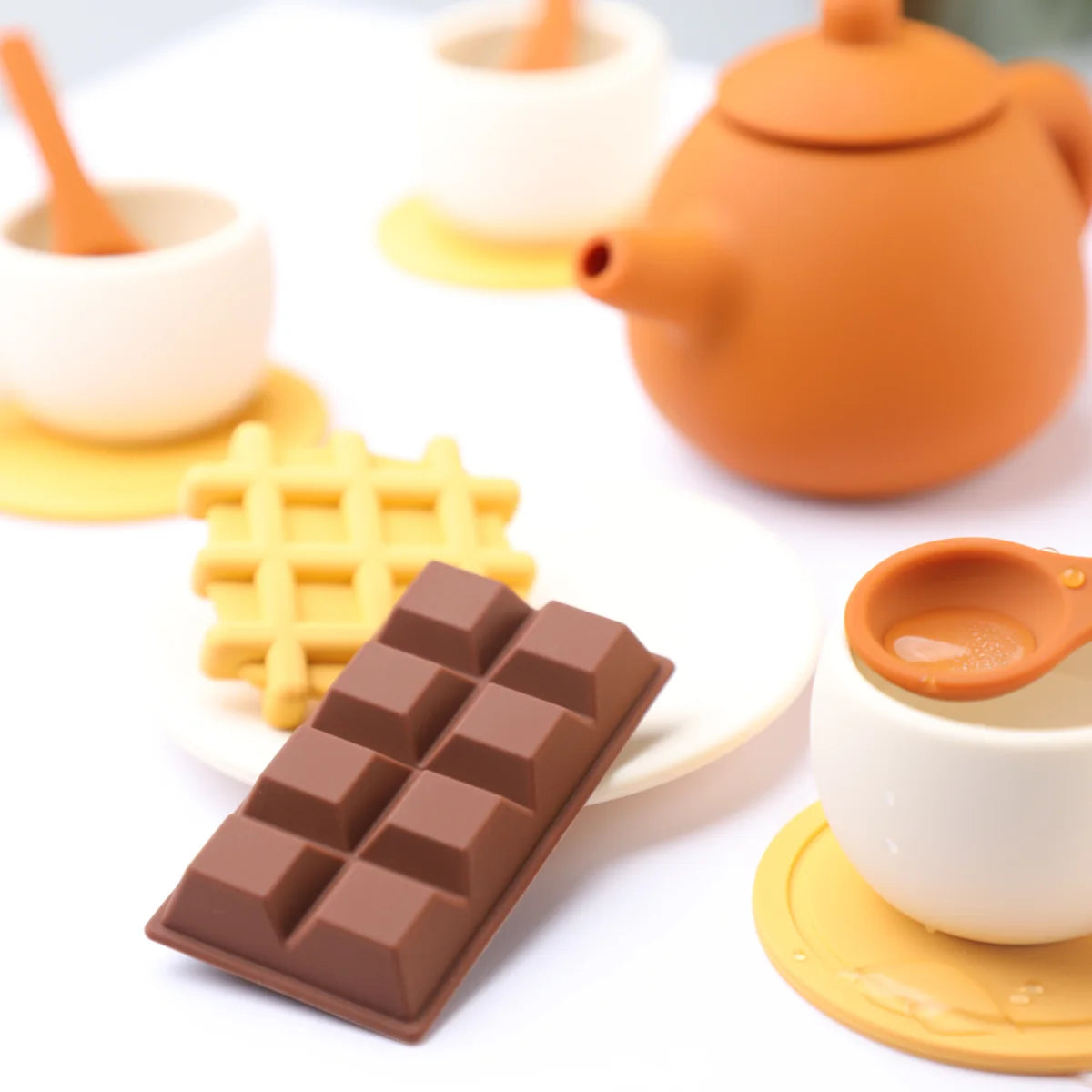 Montessori Silicone Afternoon Tea Set, perfect for role play and sensory exploration at BubeBaby