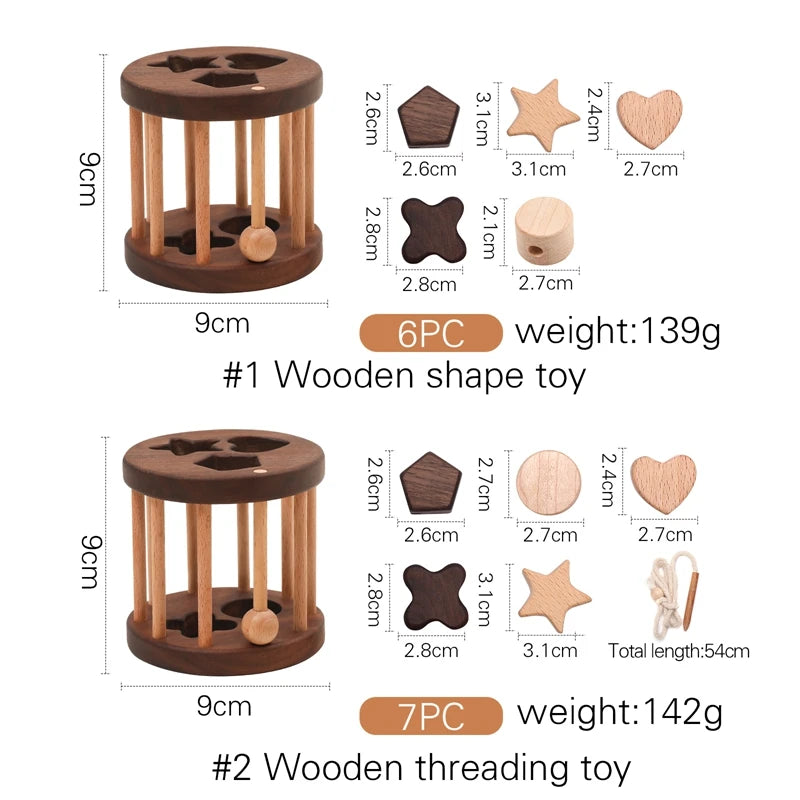 Introduce your child to learning with this Babylove Montessori Wooden Shape Matching and Threading Toy at Bubebaby. Suitable for ages 0-6, it boosts cognitive skills, hand-eye coordination, and pattern recognition. Made from non-toxic wood, free from harmful chemicals, it’s safe, durable, and perfect for educational play