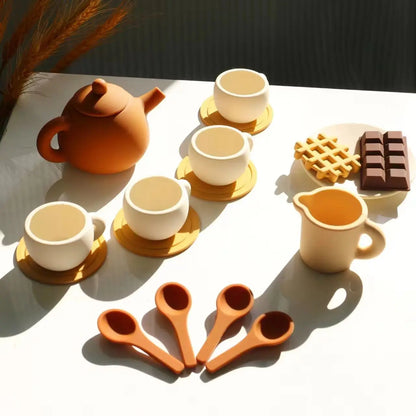 Montessori Silicone Afternoon Tea Set, perfect for role play and sensory exploration at BubeBaby