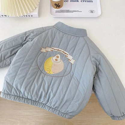 Keep your little one warm with the BabyLove Padded Jacket from BubeBaby. This winter jacket is unisex and features a cozy cotton and fleece blend with a fun animal pattern. Available in sizes for ages 7 months to 6 years, it fits true to size with a regular length and added padding for extra warmth. Perfect for stylish and practical comfort and protection during the colder months