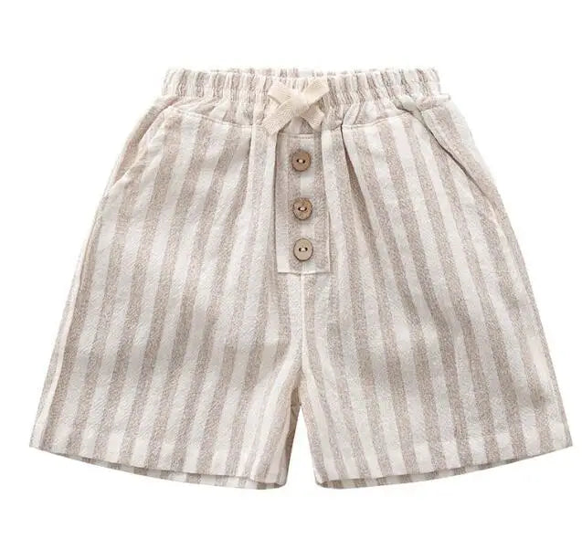 Shop our BabyLove Vintage Striped Shorts at BubeBaby. Perfect for summer, these unisex shorts feature a European and American style with a solid pattern. Made from soft cotton, they fit true to size and come in sizes ranging from 6-12m to 4-5T. Available in coffee, green, and beige. Ideal for ages 0-6 years