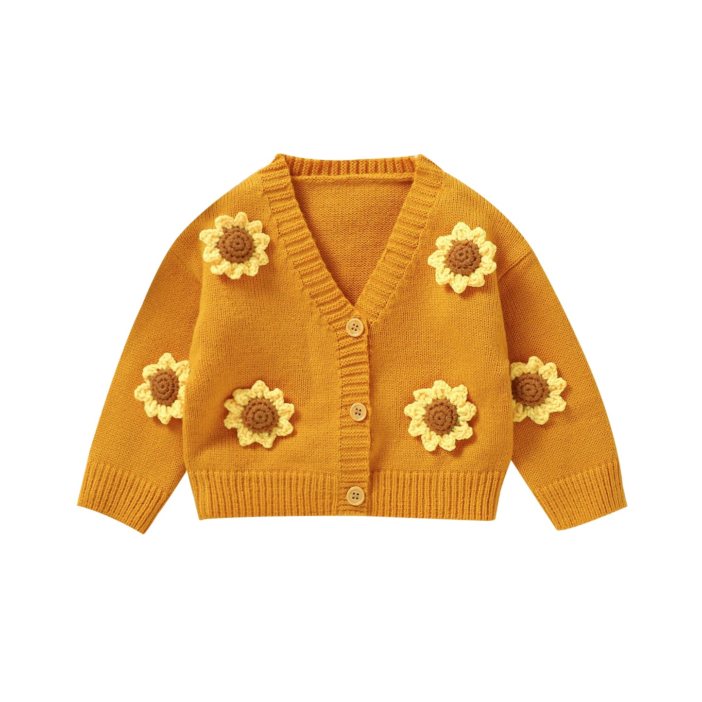 Bubebaby BabyLove adorable Baby Girls' Fall Winter Sweater made from soft acrylic and cotton, featuring a floral design, single-breasted closure, O-neck collar, and regular full-length sleeves. Available in sizes for 0-6 months to 2-3 years. Perfect for spring and autumn, fits true to size, and keeps your baby cozy and stylish