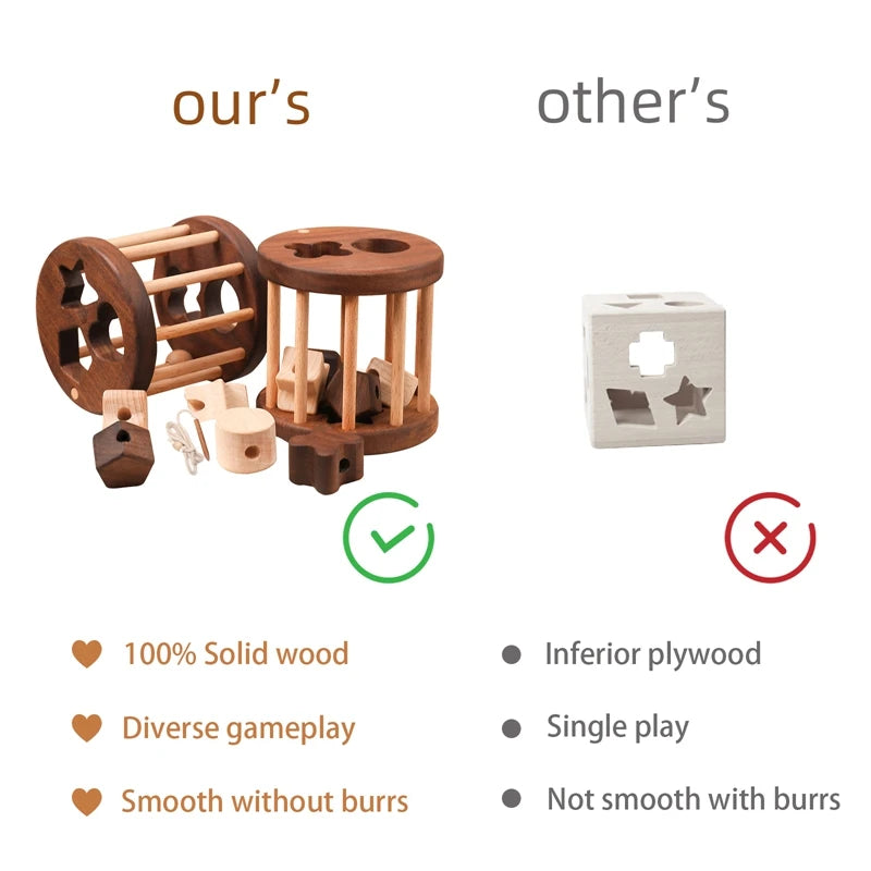 Introduce your child to learning with this Babylove Montessori Wooden Shape Matching and Threading Toy at Bubebaby. Suitable for ages 0-6, it boosts cognitive skills, hand-eye coordination, and pattern recognition. Made from non-toxic wood, free from harmful chemicals, it’s safe, durable, and perfect for educational play