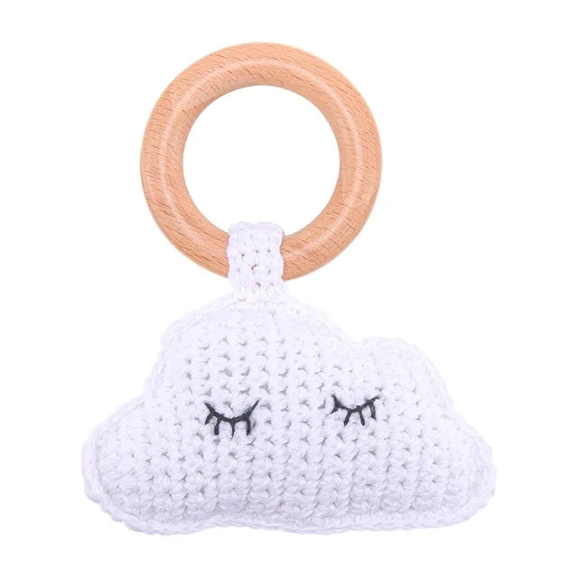 Discover Bubebaby Babylove Adorable Baby Rattle Crochet Amigurumi Toy made of high-quality beech wood and soft crochet thread. Unisex design with built in musical bell , perfect as a baby rattle and teether