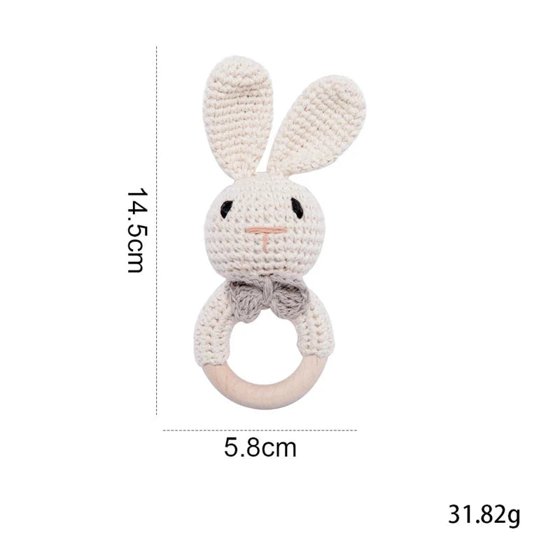 Discover Bubebaby Babylove Adorable Baby Rattle Crochet Amigurumi Toy made of high-quality beech wood and soft crochet thread. Unisex design with built in musical bell , perfect as a baby rattle and teether