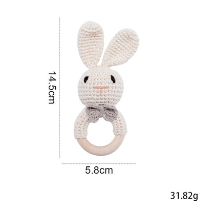 Discover Bubebaby Babylove Adorable Baby Rattle Crochet Amigurumi Toy made of high-quality beech wood and soft crochet thread. Unisex design with built in musical bell , perfect as a baby rattle and teether