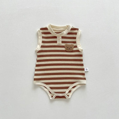 Keep your baby stylish and comfy with our BabyLove Striped Summer Sleeveless Romper From Bubebaby. Made from 95% cotton, this pullover romper features a breathable, sleeveless design perfect for hot days. Available in sizes for 0-24 months, it's ideal for keeping little ones cool and free to explore. Shop now for the perfect summer outfit