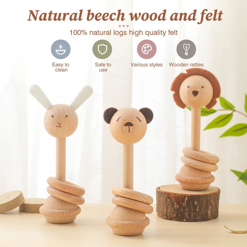 Explore our natural wood geometric rattle from Bubebaby BabyLove, designed for babies aged 0-36 months. CE-certified and crafted from high-quality wood, this unisex rattle features a variety of geometric shapes. Perfect for early sensory development and safe for all little ones