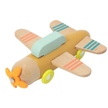 American Montessori International Wooden airlpane toy, ideal for imaginative play and motor skill development at BubeBaby