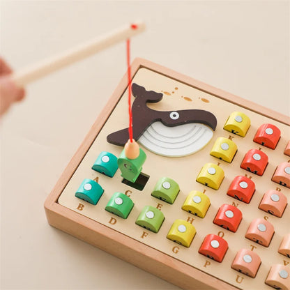 Montessori Wooden Magnetic Spelling Fishing Game