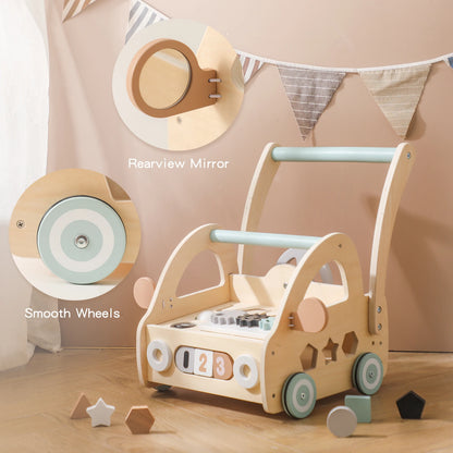 Montessori Bubebaby Babylove Learning Walker for children aged 3-6 years, made from high-quality wood and CE certified. Weighing 357g and sized at 46.5cm x 35.4cm x H45.3cm, this walker features engaging nature and transportation themes. Safe, durable, and perfect for early learning and development