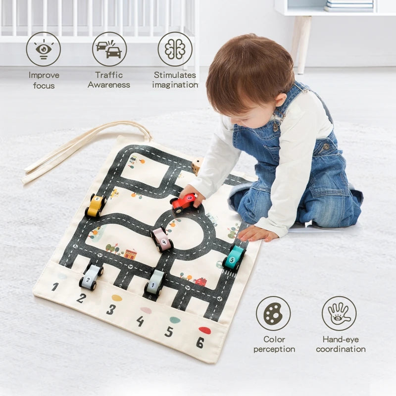 Montessori Traffic Toy Road Map designed for imaginative play and learning at BubeBaby