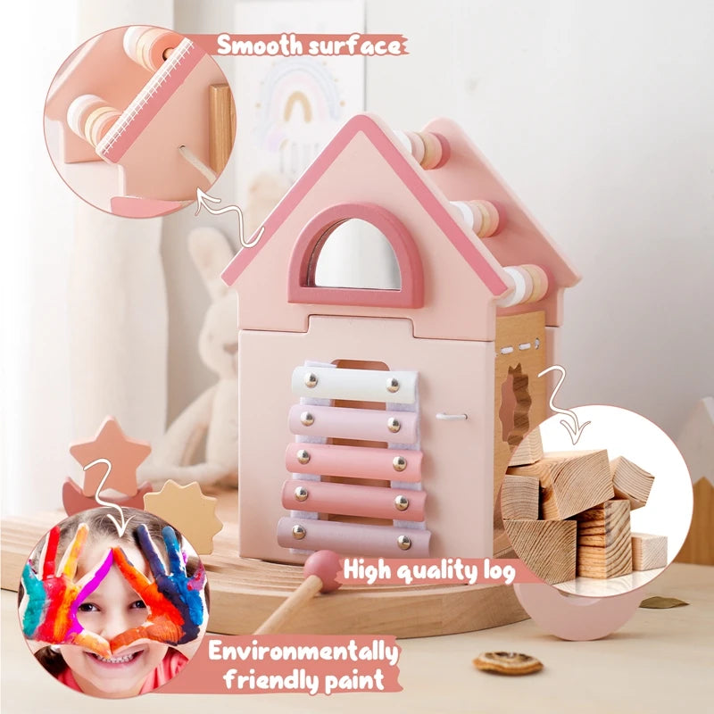 Explore our BabyLove Europe-certified (CE) Montessori Wooden Toys for children aged 3-6 years at Bubebaby. This multifunctional, five-in-one educational toy is designed to enhance hand-eye coordination, fine motor skills, logical thinking, and spatial imagination. Available for both direct sales and wholesale.