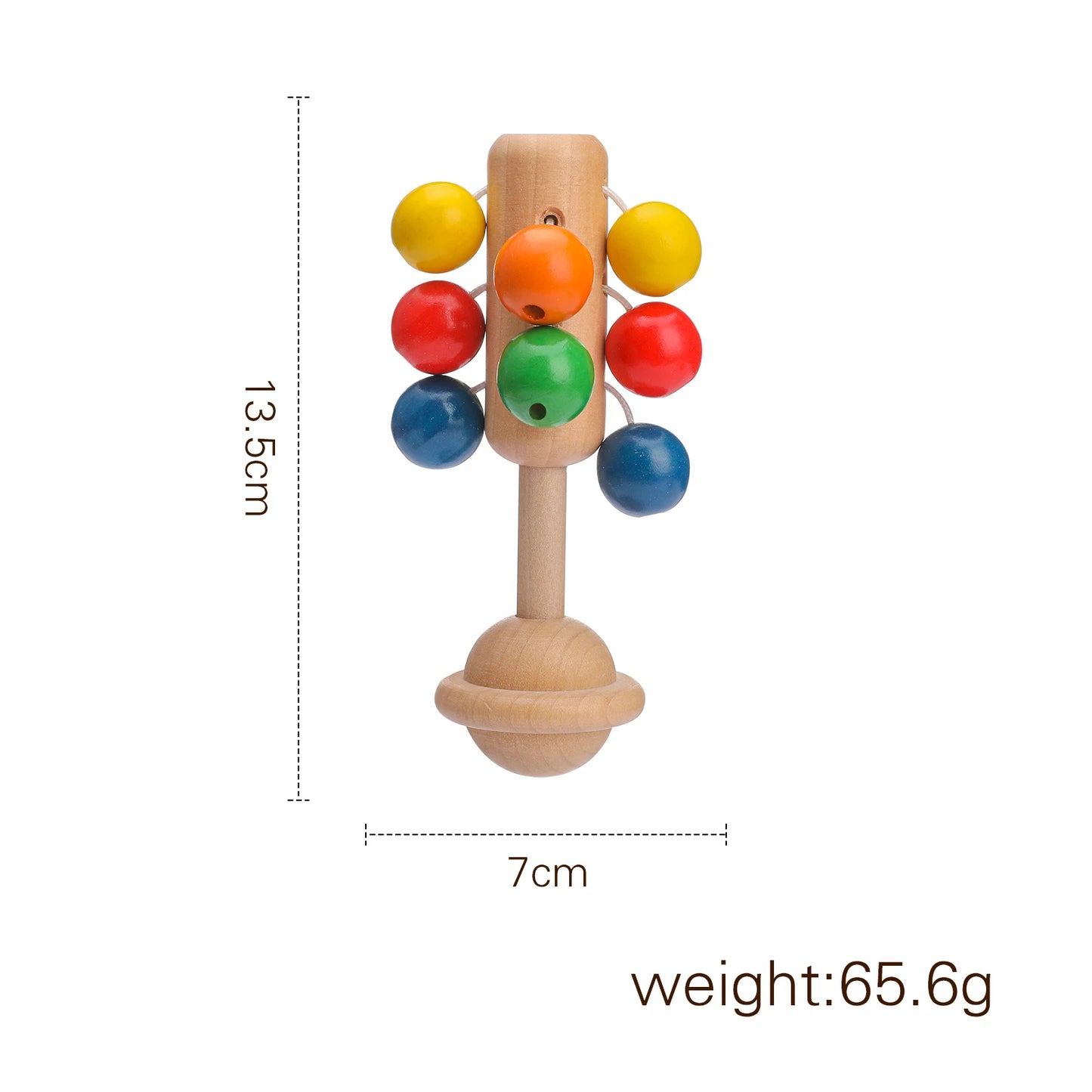 Discover the Bubebaby BabyLove Montessori Wooden Rattle, crafted from high-quality wood for unisex use. For ages 7-24 months, it features engaging cartoon shapes and musical elements. CE certified for safety, it measures 15 x 7.2 cm and weighs 60g.