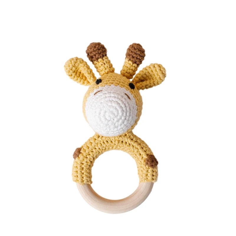 Discover Bubebaby Babylove Adorable Baby Rattle Crochet Amigurumi Toy made of high-quality beech wood and soft crochet thread. Unisex design with built in musical bell , perfect as a baby rattle and teether