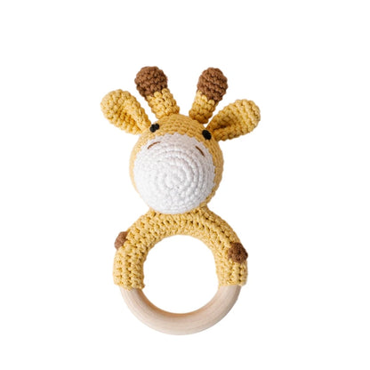 Discover Bubebaby Babylove Adorable Baby Rattle Crochet Amigurumi Toy made of high-quality beech wood and soft crochet thread. Unisex design with built in musical bell , perfect as a baby rattle and teether