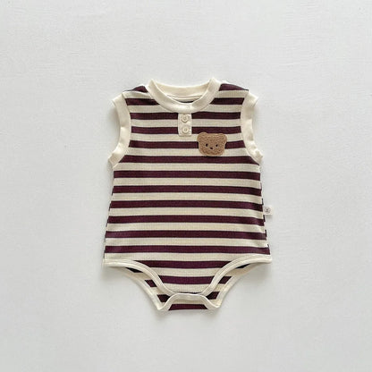 Keep your baby stylish and comfy with our BabyLove Striped Summer Sleeveless Romper From Bubebaby. Made from 95% cotton, this pullover romper features a breathable, sleeveless design perfect for hot days. Available in sizes for 0-24 months, it's ideal for keeping little ones cool and free to explore. Shop now for the perfect summer outfit