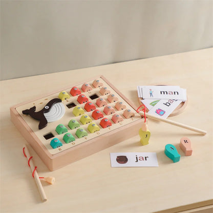 Montessori Wooden Magnetic Spelling Fishing Game