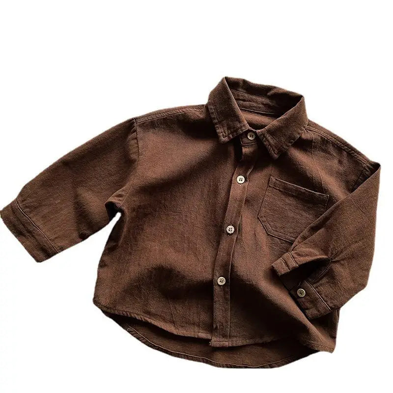 Discover this Unisex Casual Cotton Shirt from Bubebaby Babylove.Its perfect for kids aged 1-6Y. Made from soft broadcloth cotton, it features a solid color pattern, classic turn-down collar, and full sleeves. Ideal for autumn and spring, it offers a true-to-size fit with a regular length for everyday wear. 