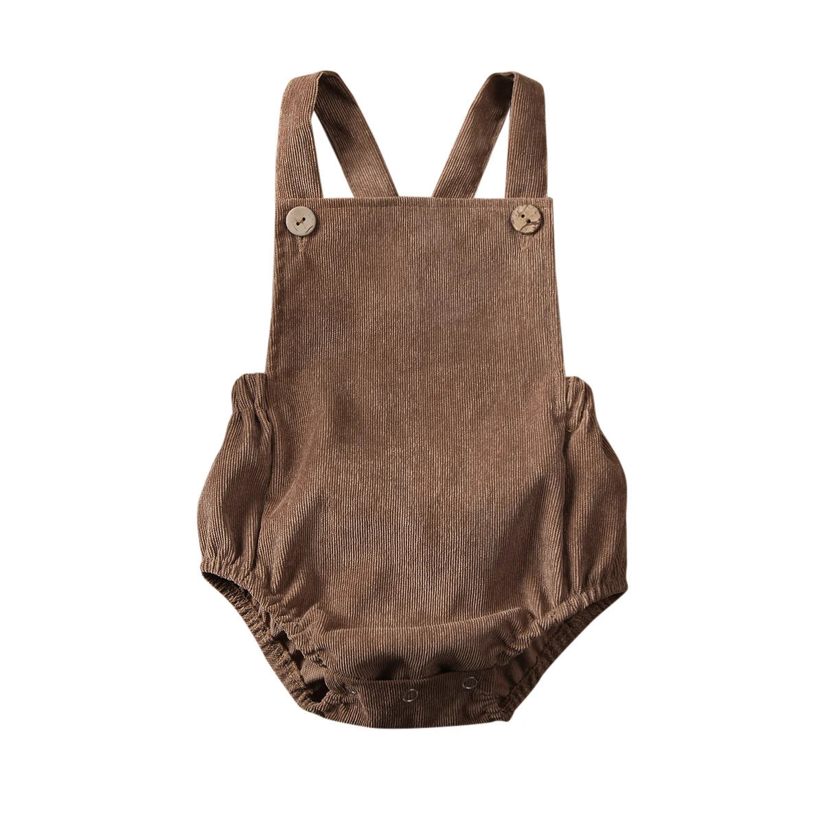 BabyLove Corduroy Unisex Romper - Soft, brown corduroy fabric with long sleeves, button-down front, and a cozy fit. Perfect for infants and toddlers. Gender-neutral design