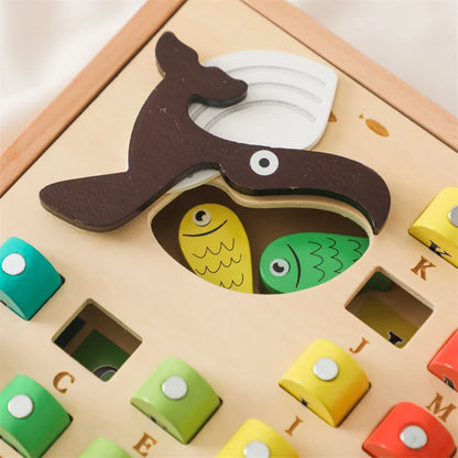 Montessori Wooden Magnetic Spelling Fishing Game