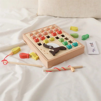 Montessori Wooden Magnetic Spelling Fishing Game