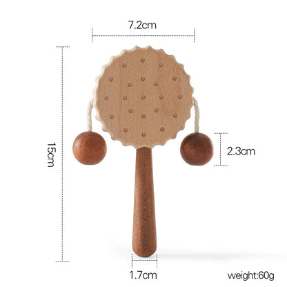 Discover the Bubebaby BabyLove Montessori Wooden Rattle, crafted from high-quality wood for unisex use. For ages 7-24 months, it features engaging cartoon shapes and musical elements. CE certified for safety, it measures 15 x 7.2 cm and weighs 60g.