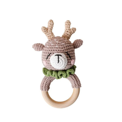 Discover Bubebaby Babylove Adorable Baby Rattle Crochet Amigurumi Toy made of high-quality beech wood and soft crochet thread. Unisex design with built in musical bell , perfect as a baby rattle and teether