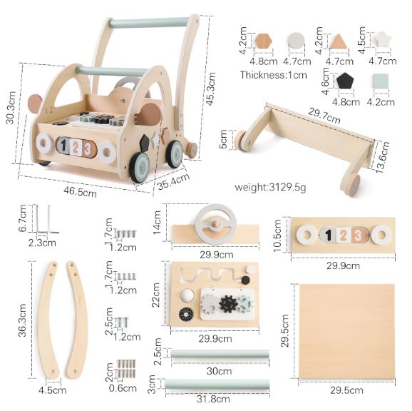 Montessori Babylove  Wooden Push-Pull Walker Toy